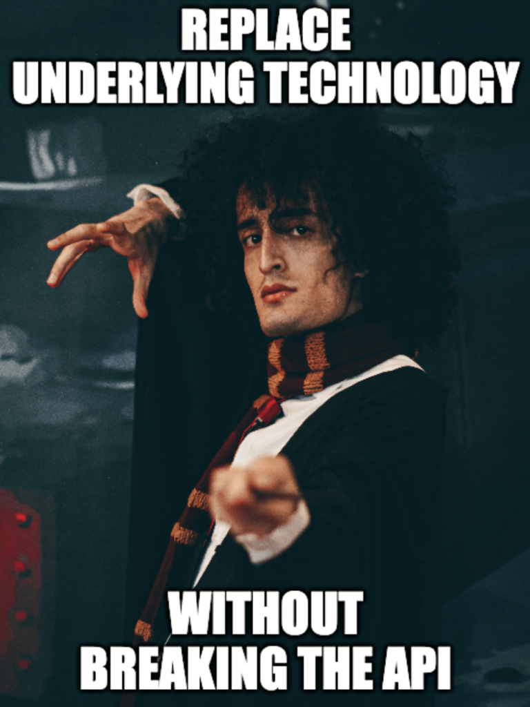 Replace underlying technology without breaking the api